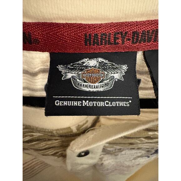 Vintage Harley Davidson Short Sleeve Shirt 2XL Henley V-Twin Power Cotton FLAW - Picture 7 of 11